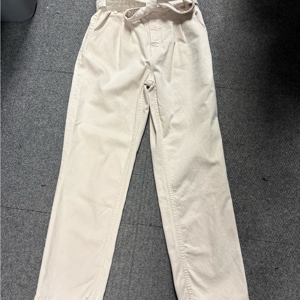Hudson Jeans Women's Cream Paper Bag Pants